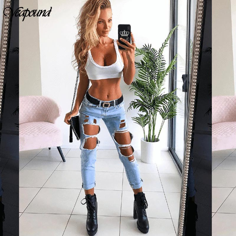 

Vintage Hole Light Blue Jeans Woman Auutmn Summer High Waist Boyfriend Style Fashion Denim Pants Female Jean, Black