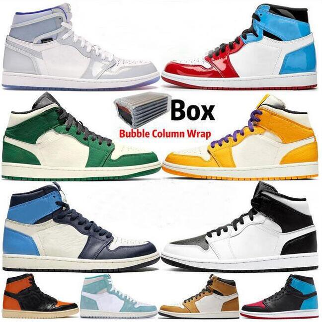 

2020 1 High Top OG 1s Basketball Shoes Obsidian UNC Mid Smoke Grey Fearless Twist Mens Trainers Jumpman Sneakers With Box, Banned