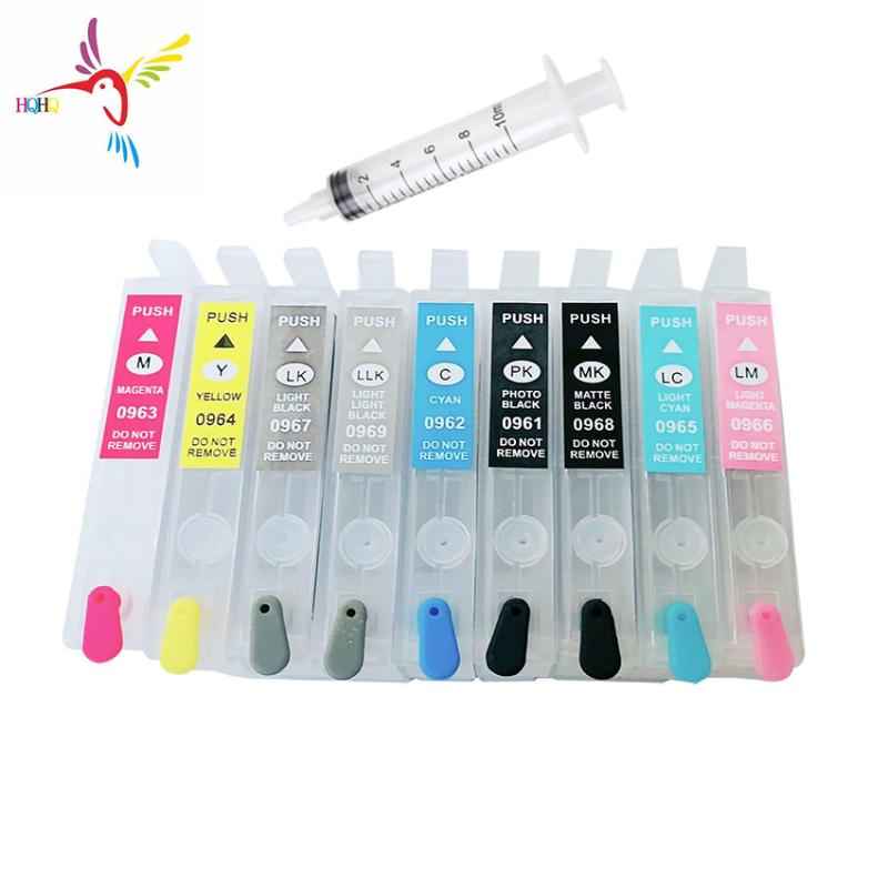 

9 colores/set T0961-T0969 cartucho de tinta recargable para ®Impresora Stylus 2880 con chip permanente y recarga de una jer