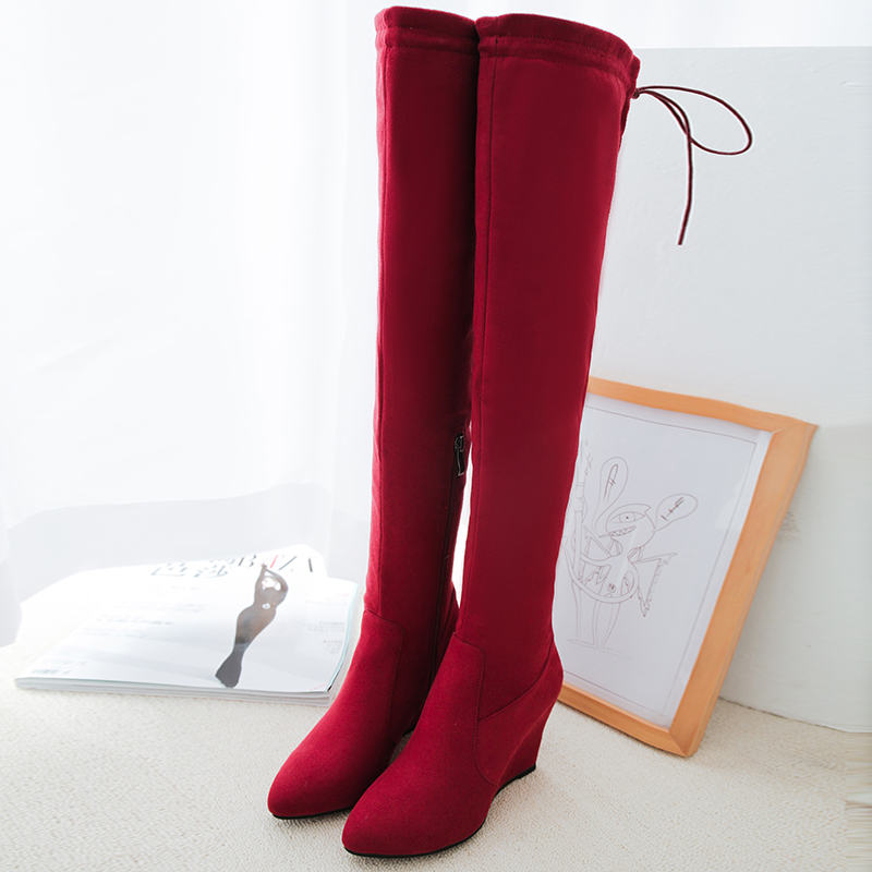 

Big Size 34-44 Over the Knee Boots for Women Sexy High Heels Long boots Winter Shoes Round Toe Platform Knight DL7-38, Black