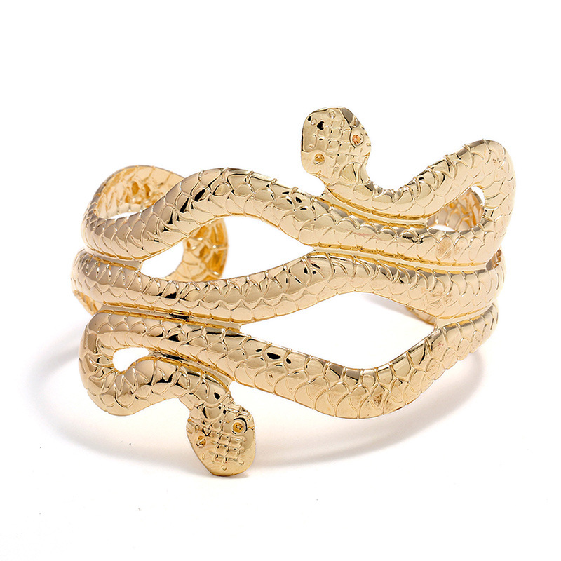 

2020 New Chunky Alloy Snake Bangle Bracelet For Women Exaggerated Metal Channel Setting Bangle Bracelet Fashion Jewelry Bijoux