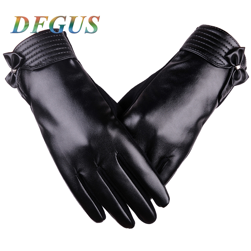 

Fashion Female Gloves Bow Full Finger Winter Gloves Smartphone Touch Screen Warm Mittens Outdoor Sports Ridding
