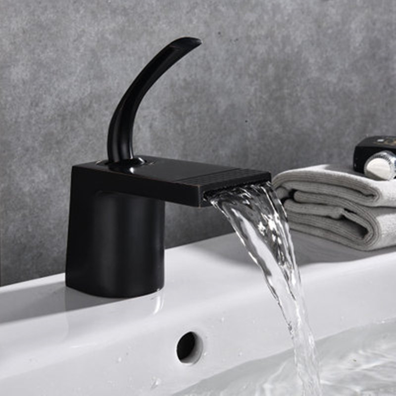 

Black basin faucet European retro bathroom faucet washbasin cold and hot waterfall