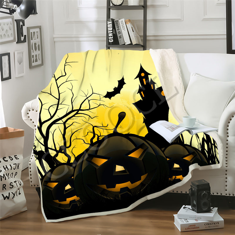 

CLOOCL Factory Wholesale Happy Christmas Pumpkin Lanterns Blankets 3D Print Double Layer Sherpa Blanket Fashion Textiles Dreamlike Style