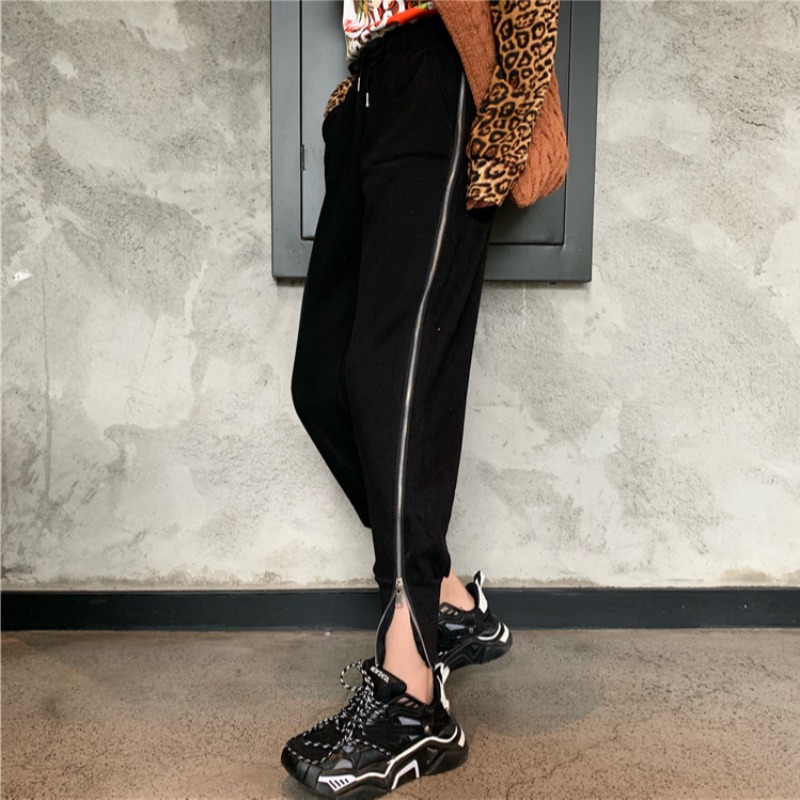 

2020 NewHarem Pants Real Arrival Europe And America Casual Women's Spring Waist Zipper Split Dance Slim, Photo color