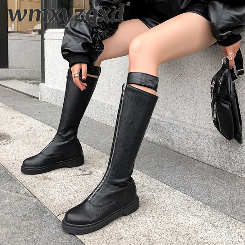 

Boots Ladies Snake Print Leather Rubber for Women Knee-high Winter Women's Motorcycle Boots Gothic Style Women Booties WMXYZQXD