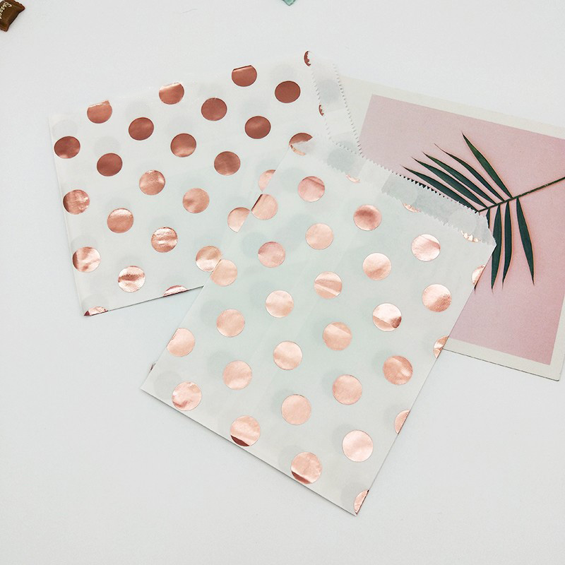 

25pcs/pack Gift Bags Paper Pouch Rose Gold Paper Safe Bags Birthday Wedding Party Favors Gift Packing for Guests