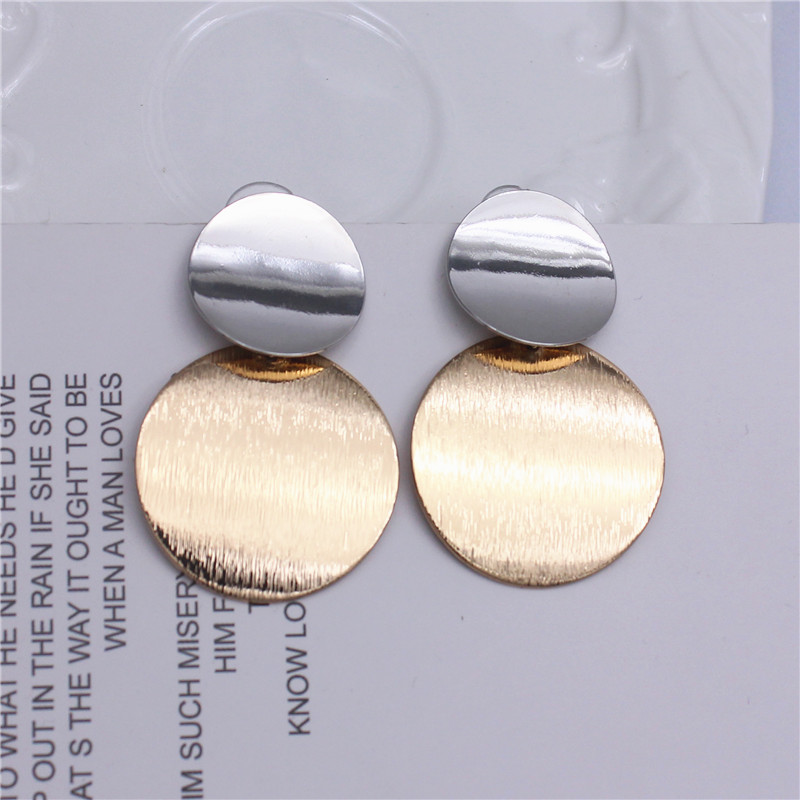 

2020 new fashion brand jewelry simple round Brushed metal earrings geometry Hit color earring for women gift for Christmas gift