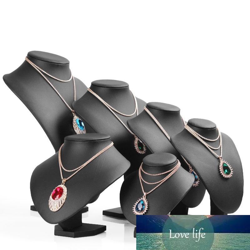

Black PU Leather Neck Shelf Models Necklace Pendant Holder Mannequin Bust Jewelry Display Stand Show Storage