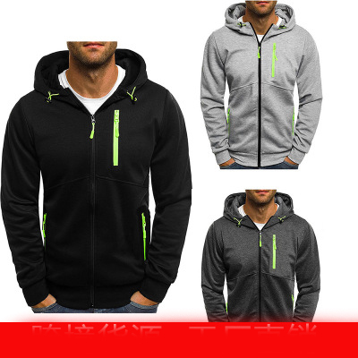 

Mens New Sports Sweatshirts 2020FW Hooded Cardigan Jackets Fashion Solid Color Casual Mens Hoodies Active Style Coats Youth Outdoorwears, Black