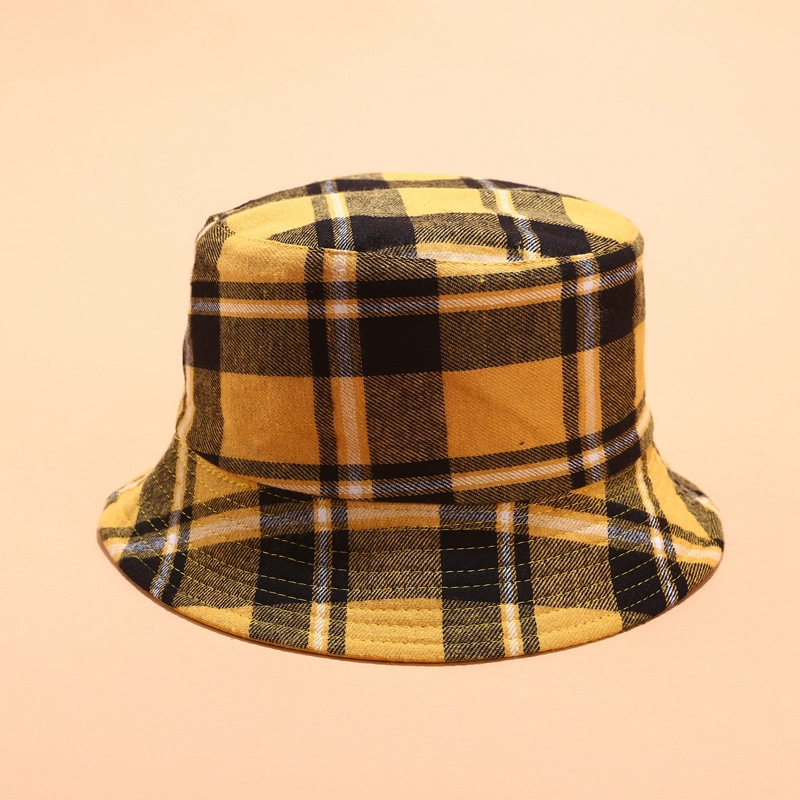 

New Unisex Double-Sided Plaid Hat Fisherman Hat Outdoor Travel Sun Foldable Visor, Army green