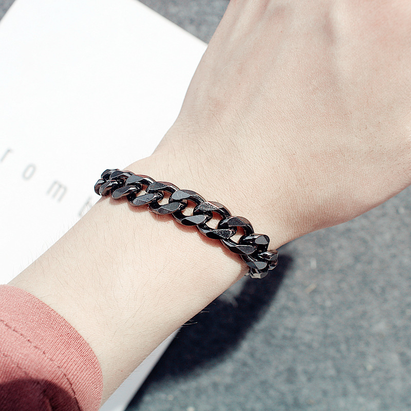 

17/19/21cm Charm Bracelet for Women/Men Fashion Lovers Bracelets Curb CubanBlack Couple Jewelry Bangles Accessory Gift
