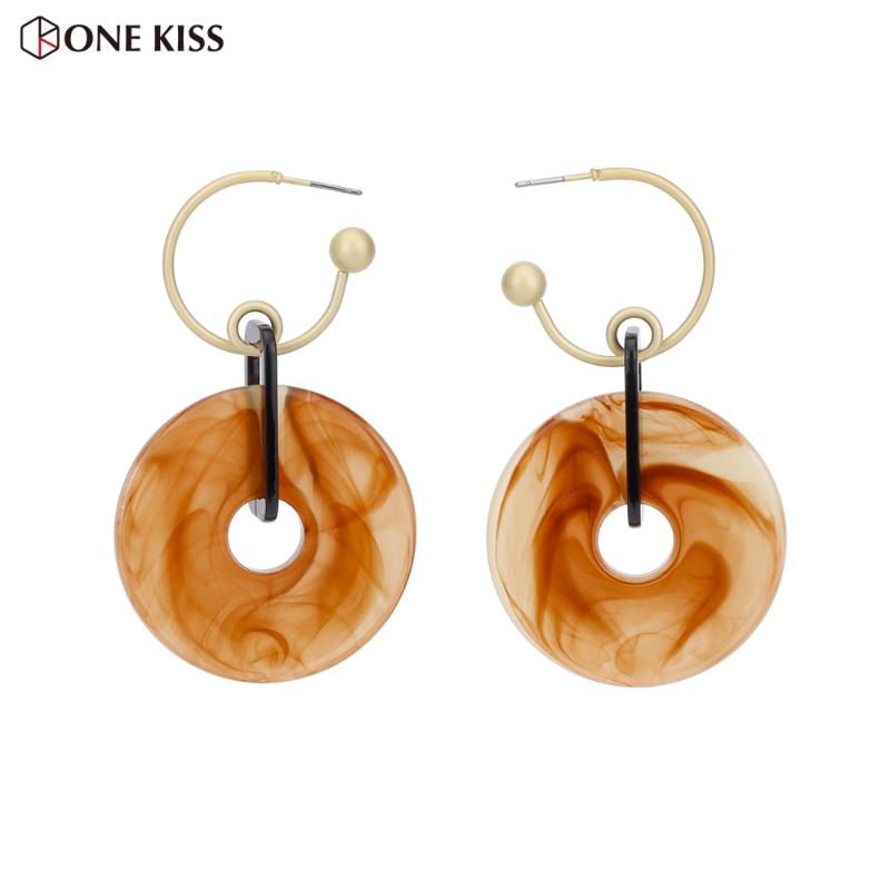 

2020 New Design Round Circular Resin Dangle Earriung For Women Personality Multicolor Statement Hanging Earring Party Jewelry