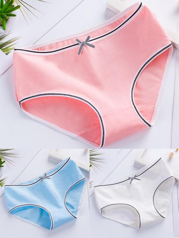 

XL 9 Colors Cotton Panties Women Seamless Briefs Bow Mid-Rise Sexy Lingerie Girl Panty Breathable Female Underwear, Blue
