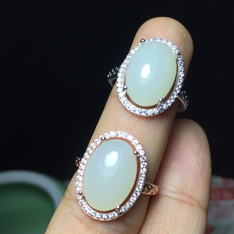 

MeiBaPJ Real Natural Big White Jasper Gemstone Ring for Women Real 925 Sterling Silver Fine Wedding Jewelry