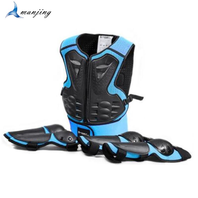 

Blue For Height 0.85-1.5M Boy Girl Child Youth Full Body Protect Vest Armor Kids Motorcycle Chest Spine Knee Elbow guard