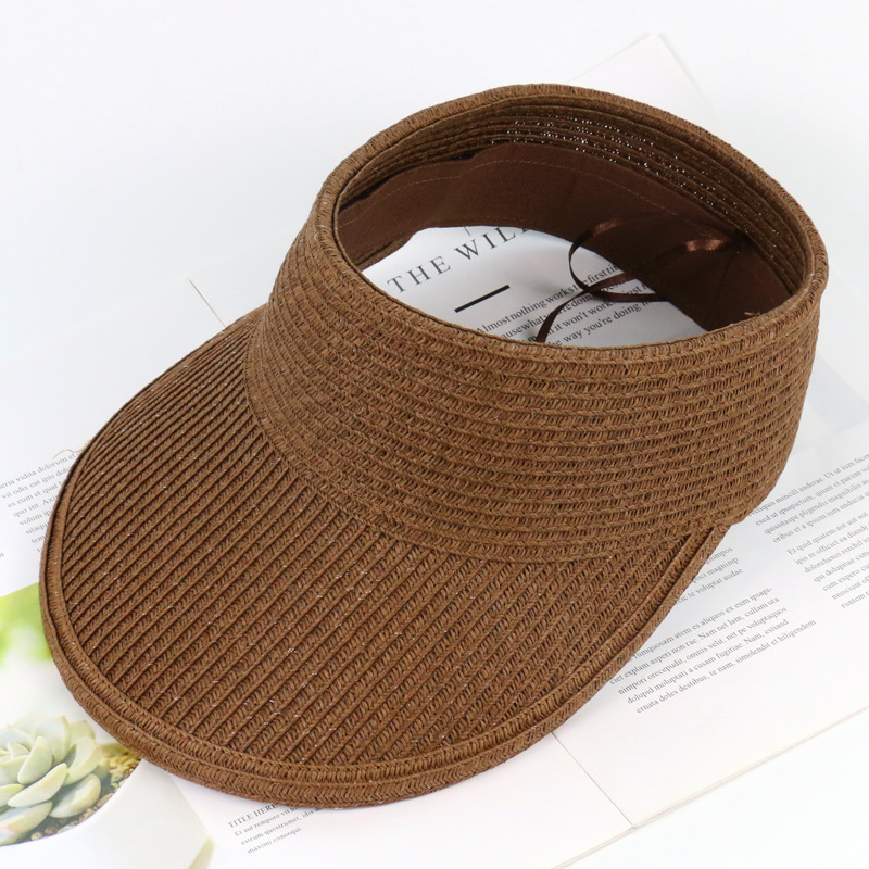 

Fashion New UV Protect Travel Visor Cap Korean Style Solid Color Large Brimmed Sun Hat Outdoor Sports Running Sun Hat For Women, White
