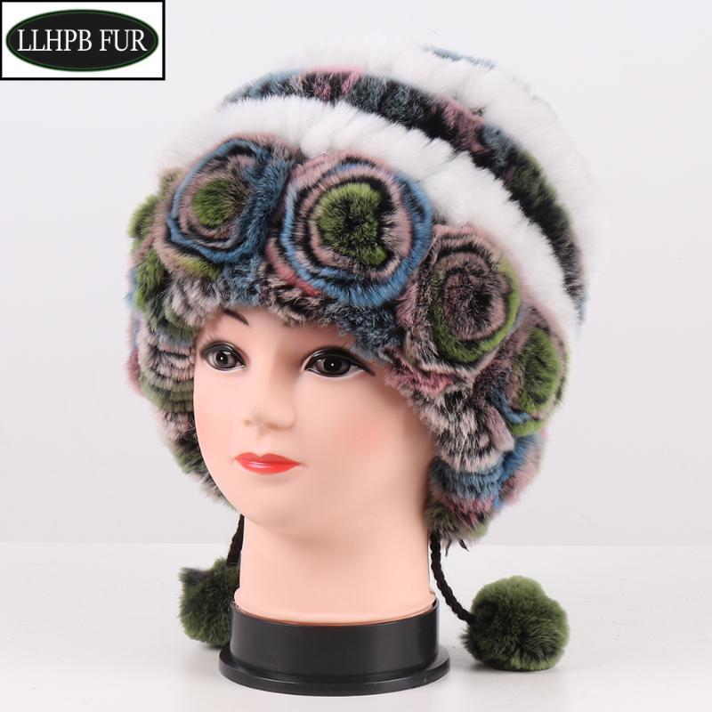 

Real Natural Rex Fur Beanies Hat Russia Women Winter 100% Genuine Rex Fur Caps Lady Warm Real Hats, Grey