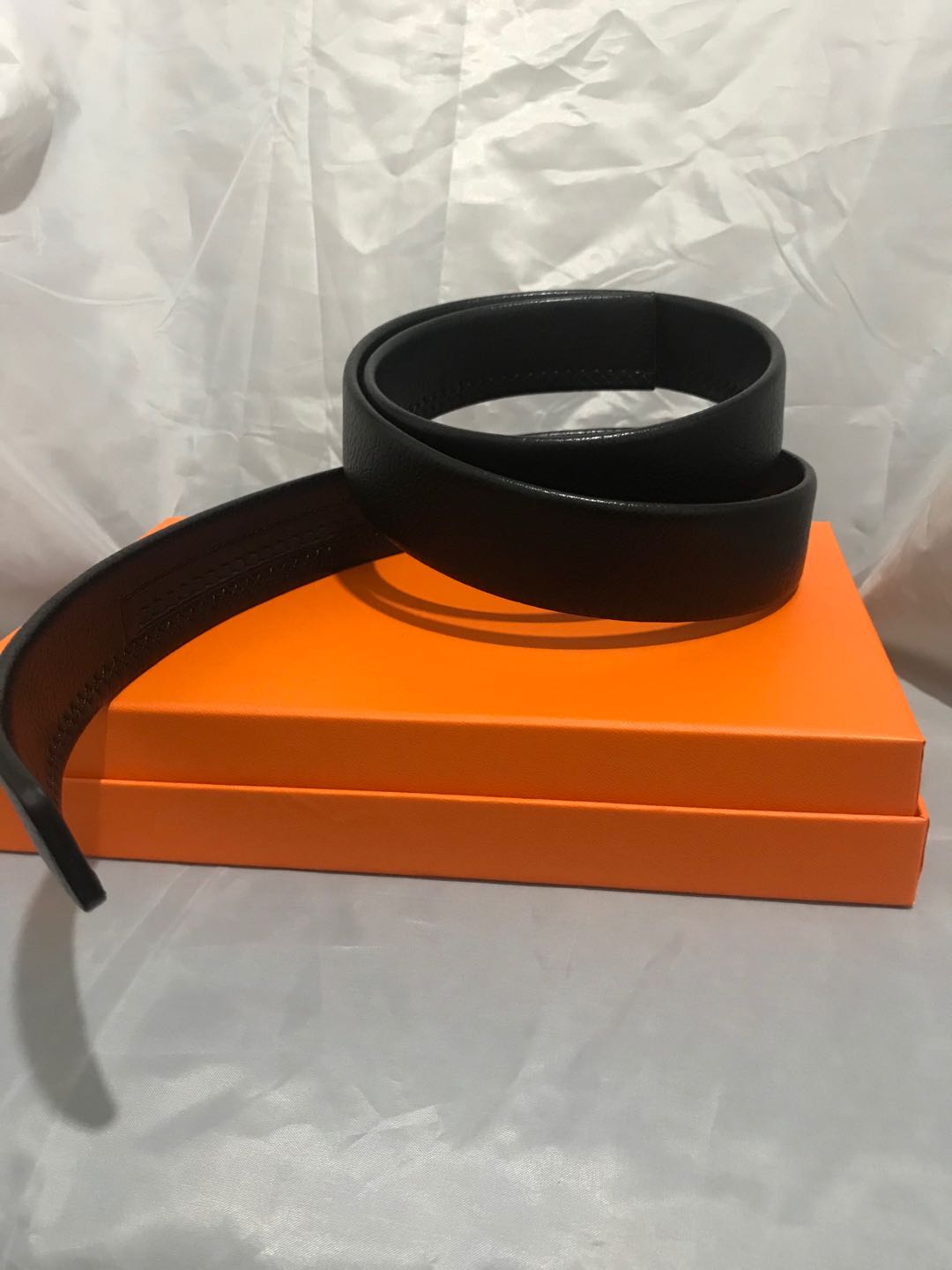 

New famous casual belt ladies male PU leather belt automatic buckle ladies high quality double buckle cowhide business ladies belt box, Black