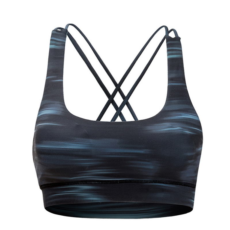 

Cross beauty back print sports vest belt sexy shockproof breathable gathered no steel ring bra y yoga vest, Multi