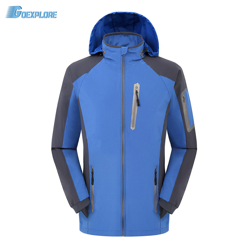 

Dropshipping new autumn outdoor camping hiking jackets waterproof rain warm softshell single layer windstopper jacket men, Black