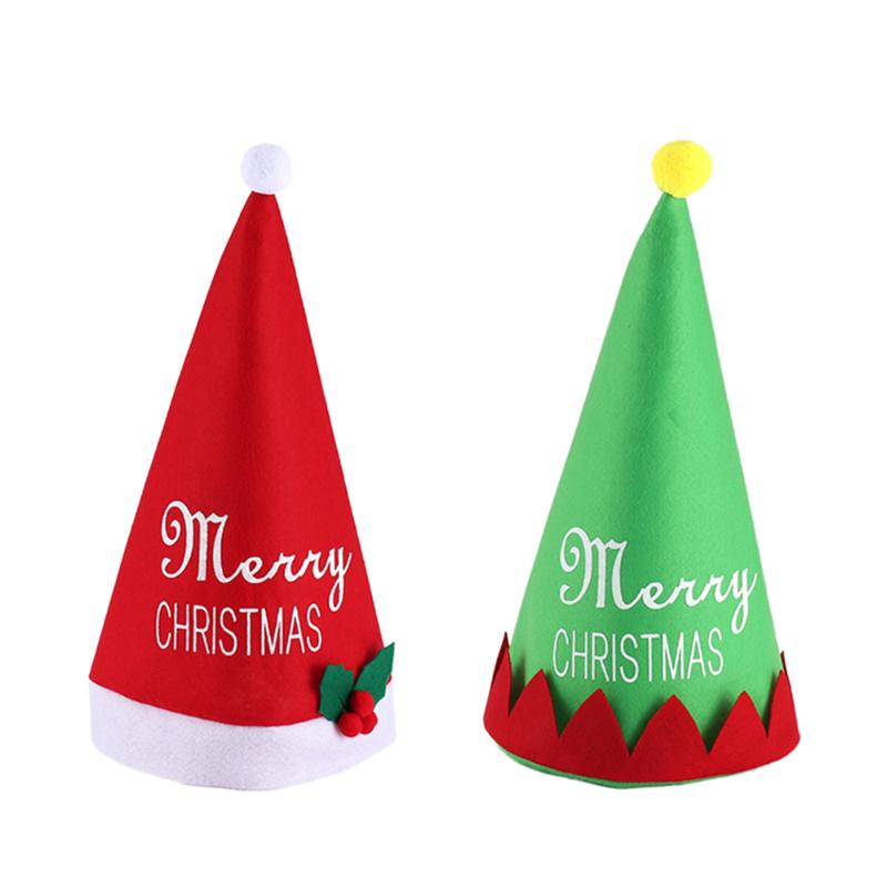 

1pcs Hot Santa Christmas Red Green Hats Christmas Gifts Cap Kids Child Xmas Party Cute Cap For New Year Gifts