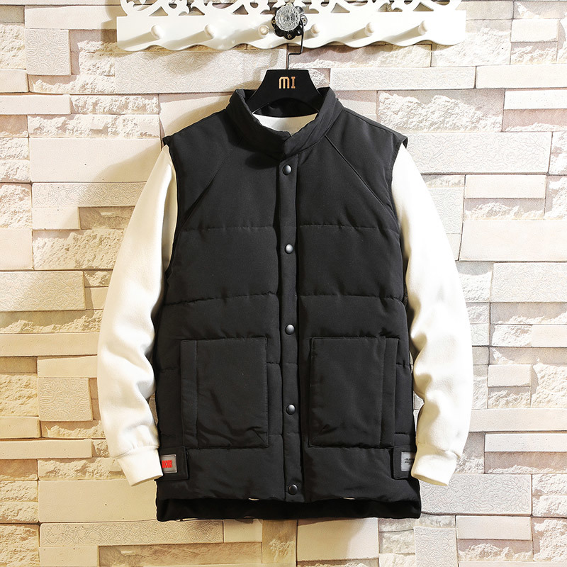 

UYUK Winter Coat Men New Japanese Loose Casual Handsome Fashion Collar Large Size Solid Color Men's Cotton Clothes Masculino, Black