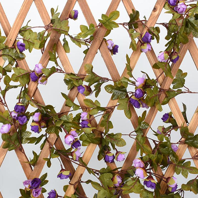 

42 Head Home DIY Fake Rose Decoration Wall Hanging Leaf Garland Hotel Birthday Silk Wedding Party Artificial Flower Vine Ivy, Purple