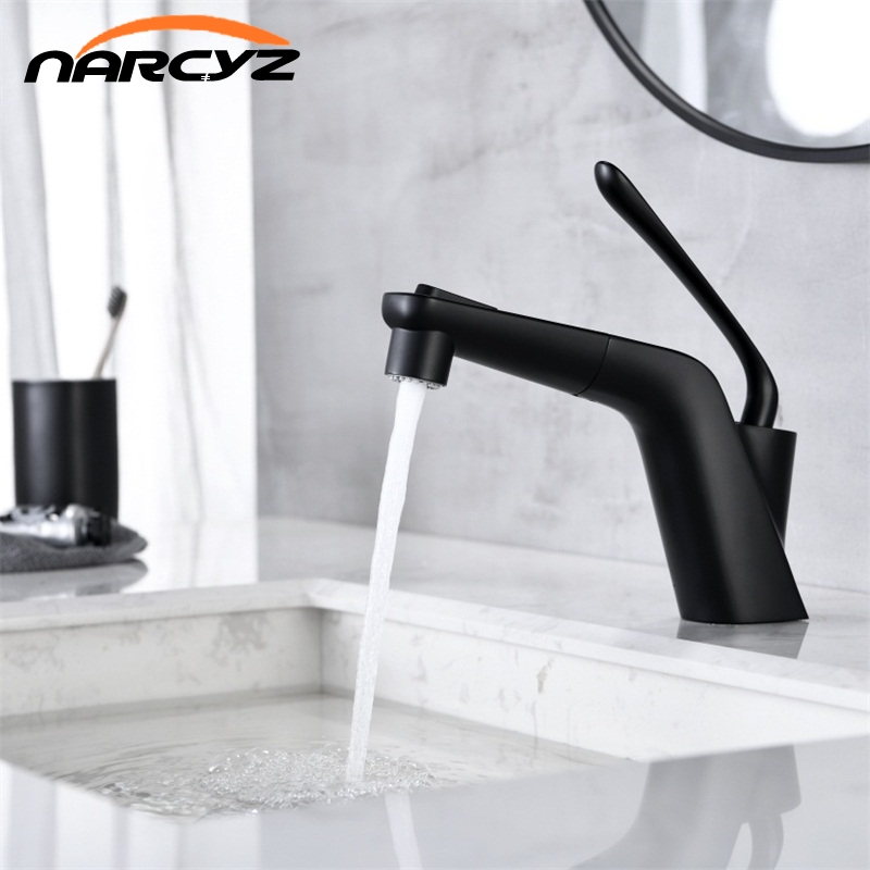 

Basin Faucets Black Bathroom Faucet Pull Out faucets Single Hole Cold and Hot Water Tap Basin Faucet Mixer Taps B610