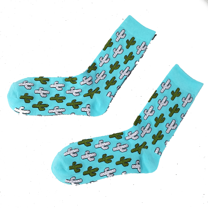 

YSMILE Y 2 Pairs/Lot Fashion New Unisex Cactus Cartoon Socks Jacquard Casual Daily Personality Cotton Socks Men Couples, As picture