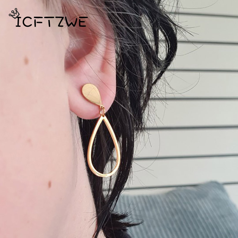 

Summer Style Golden Teardrop Earrings For Women Stainless Steel Earring Retro Boho Ladies Teardrop Earing Fashion Jewelry Gift