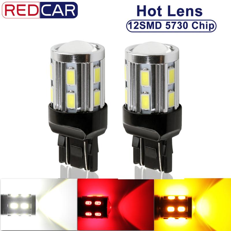

2pcs T20 7443 Led Bulb W21/5W 5W Car Led Bulb 12 SMD 5730 Turn Signal Brake Light Source parking auto White Red Yellow, As pic