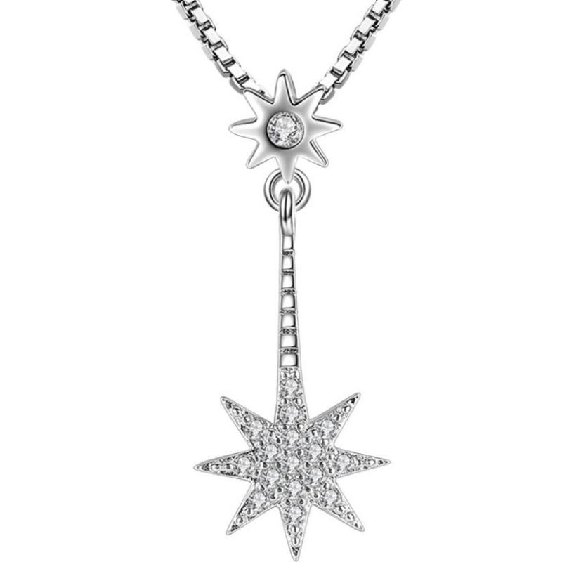 

Fashion zircon personality octagonal star pendant necklace female models