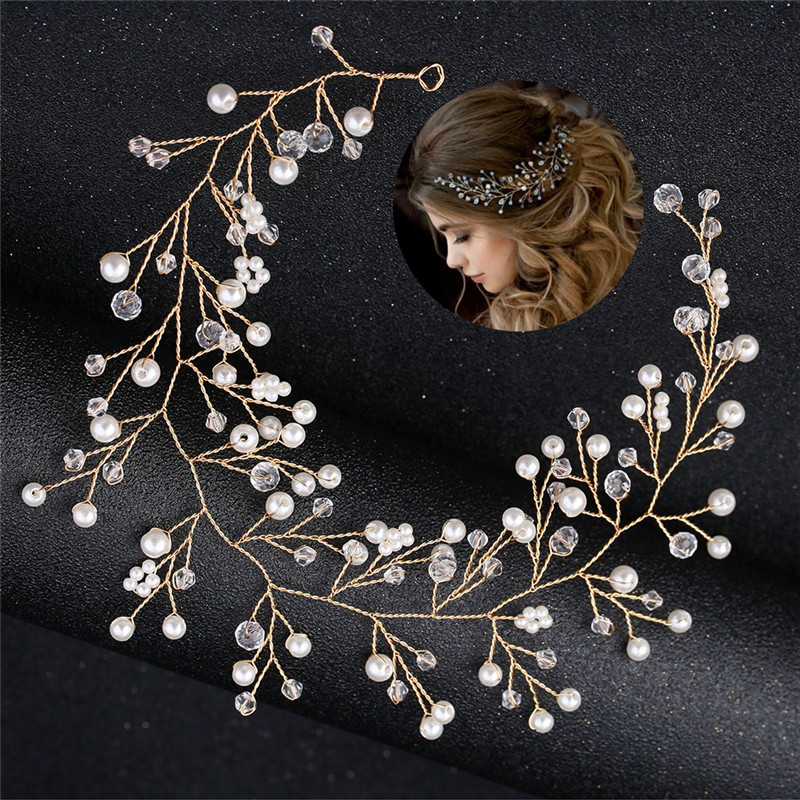 

Wedding Bride Hairband Hair Accessories Wedding Tiara Floral Rhinestone Pearl Hair Ornaments Headpieces For Women's