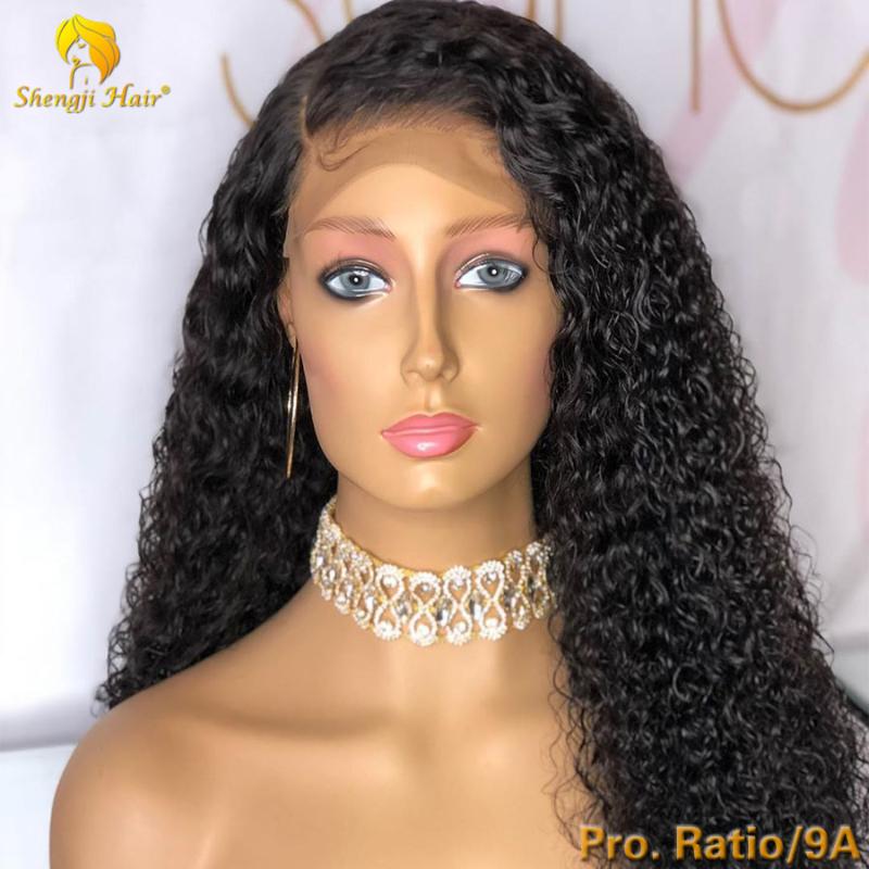 

Human Hair Wigs 370Fake Scalp Wig Pre Plucked With Baby Hair Brazilian Curly Remy Glueless 360 Lace Frontal Wig SHENGJI, Natural hair color