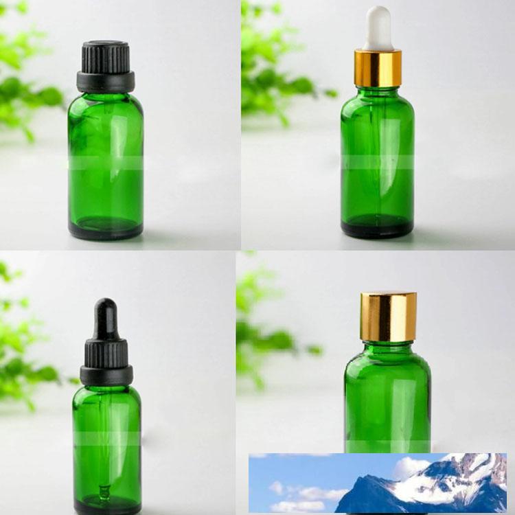 

Free shipping 440pcs 30ml Green Glass Dropper Bottle, 30 ml Green Glass Bottle with Black, Silver, Gold Caps, 1OZ Glass Cosmetic Bottles