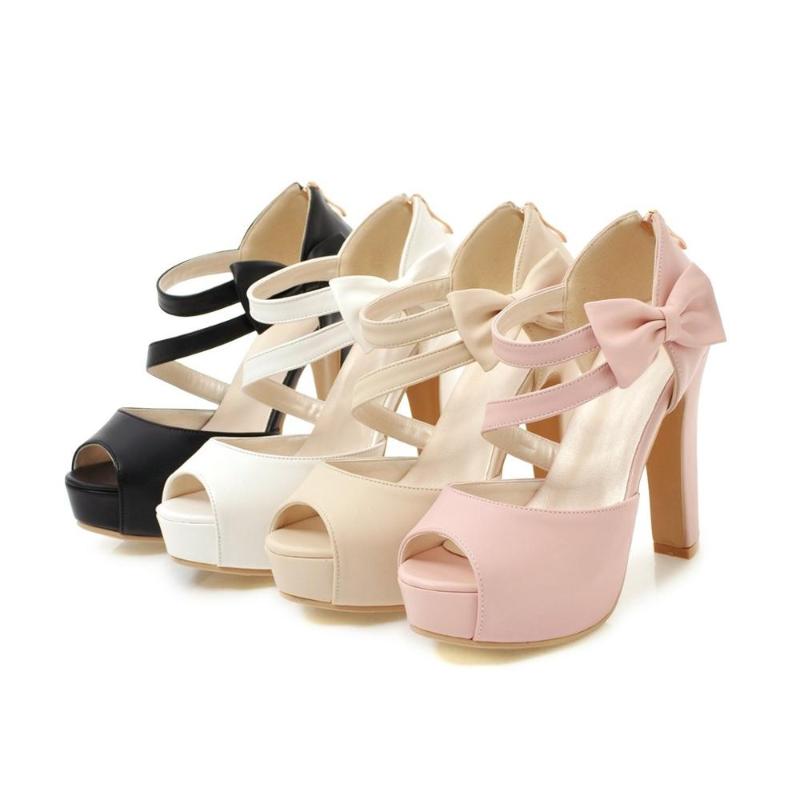 

PQECFS Big size 31-43 high quality 2020 summer new fashion women solid platform high heel sandals 4 colors, Black