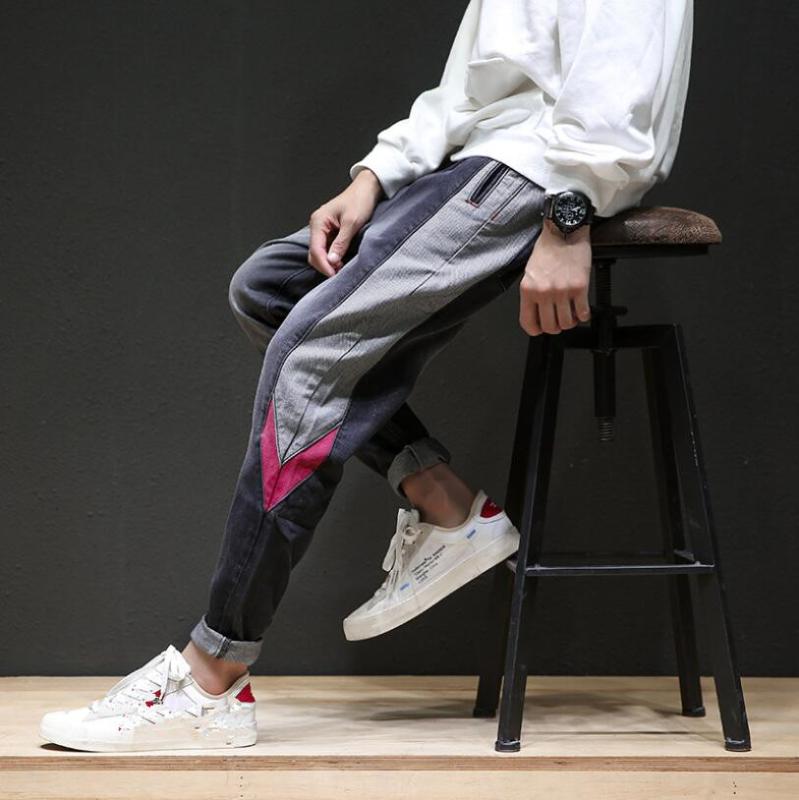 

2020 Patchwork Jeans Men Skateboard Hip Hop Japanese Style Youth Tide Harem pants Men High Street Denim Trousers w1071