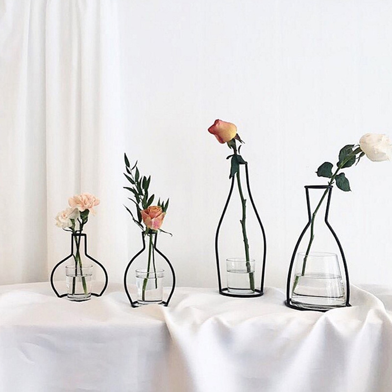 

Creative Iron Line Vase Flower Retro Iron Line Plant Vase Metal Stand Holder Nordic Styles Home Living Room Decor