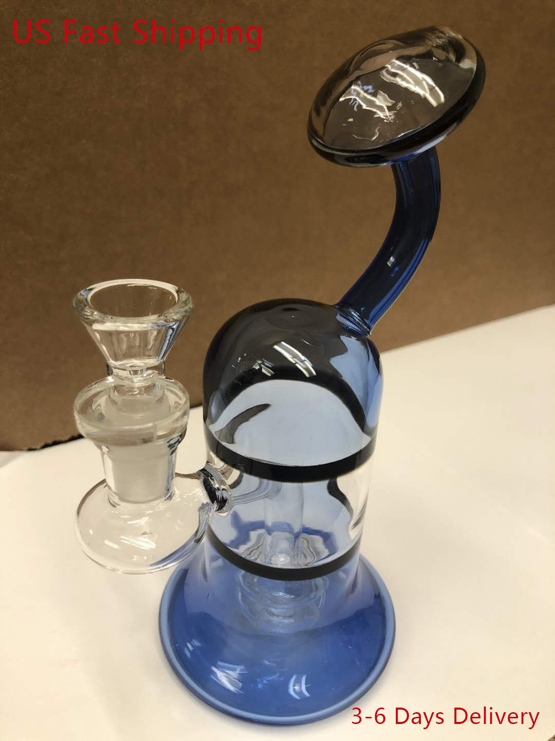 

7.6In Assorted Color Blue Percolator Glass Water Bong Pipe Beaker Hookah Bongs