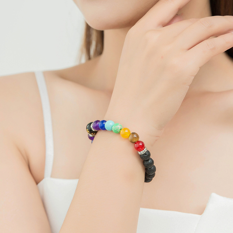 

Ethnic Style Colorful Round Beads Elastic Chain Bracelets for Women Trendy Personality Charm Bracelet Female Hand Accessories