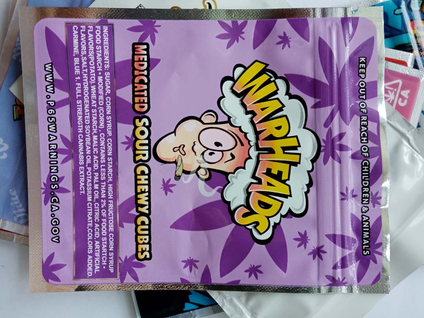 

WARHEADS Mylar Bags 3.5G Resealable Smell Proof bags packaging Free DHL shipping