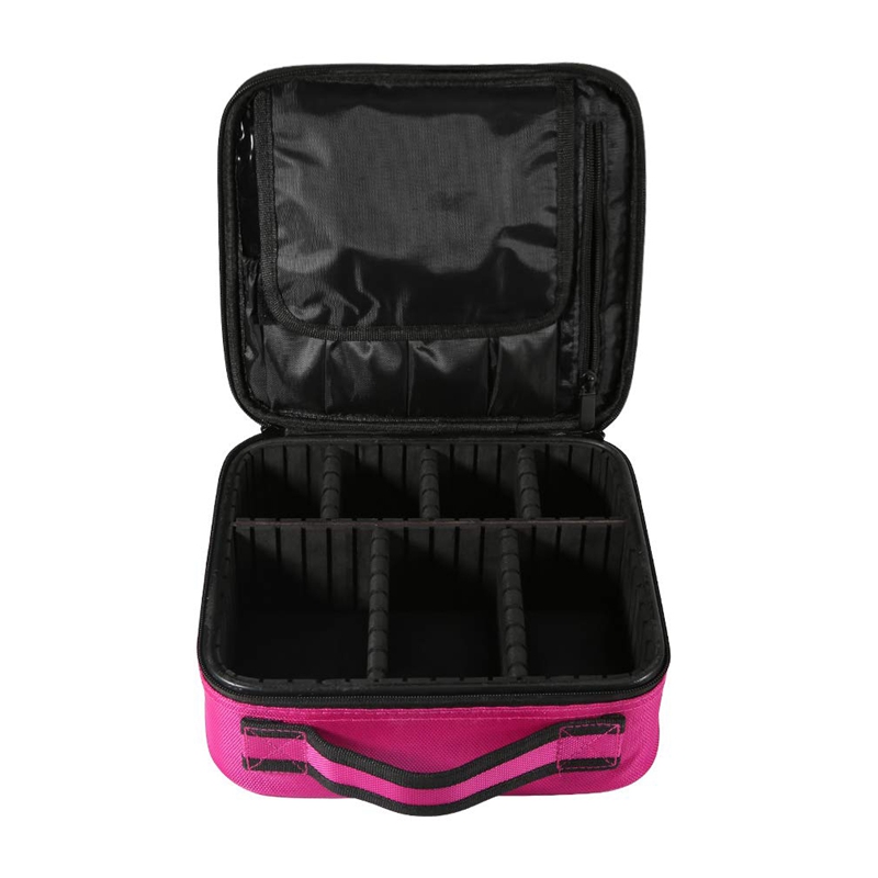 

Professional Travel Makeup Bag Train Cases Organizer Cosmetic Case Portable Makeup Artist Storage Bag - Rose Red