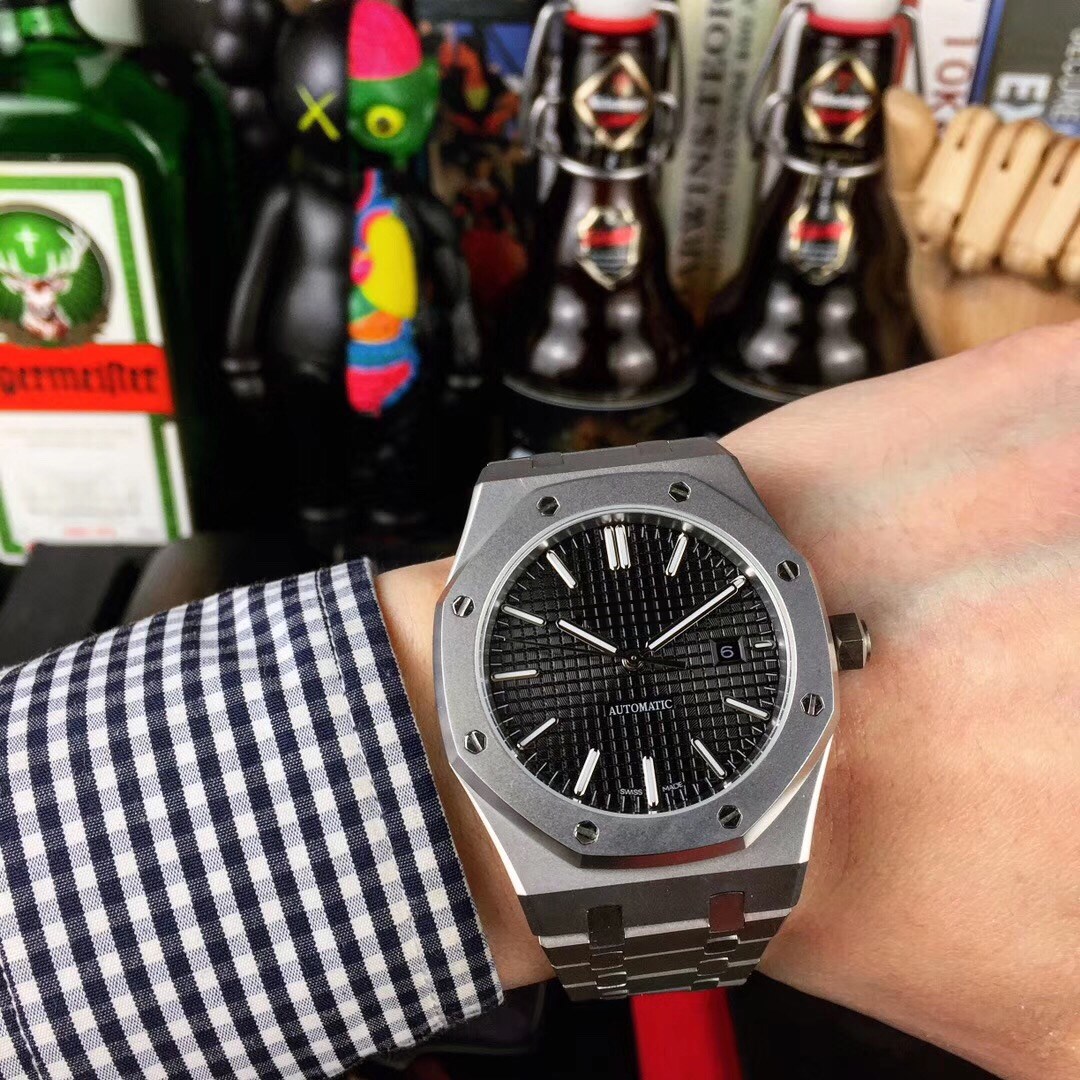 

6 Style High Quality Black Sapphire Mens 41mm Watch Automatic Movement Fashion Mechanical Watches ROYAL OAK 15400 Wristwatches, Box