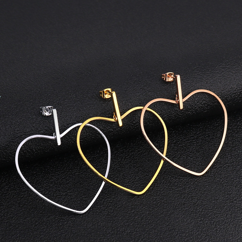 

heart earrings for women stainless steel hoop Fashion big rose gold earrings fashion jewelry round earring Women's accessories