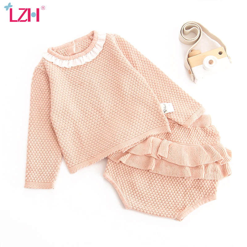 

LZH Newborn Clothes Autumn Winter Baby Girls Clothes Sets Knitting Sweater Cardigan Shorts 2pcs Kids Outfit Suit Infant Clothing, Blue