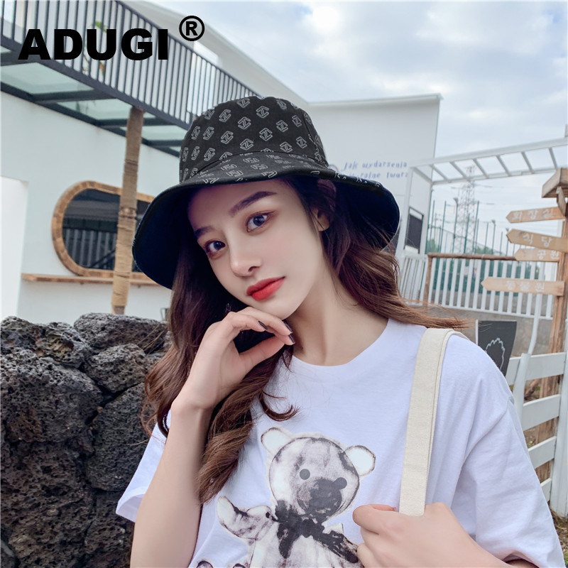

ADUGIFY Fisherman Hat Female Japanese Big Hat Wild Sunscreen UV Sun Summer Korean Version of the Sun, Black