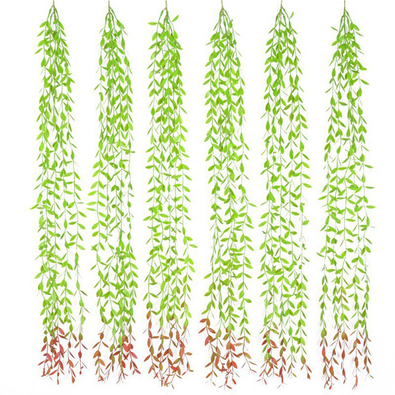 

Artificial Ivory White Grape Vine Wall Hanging Single Fork Five Head Simulation Green Leaf Rattan Wedding Garden SwingNew