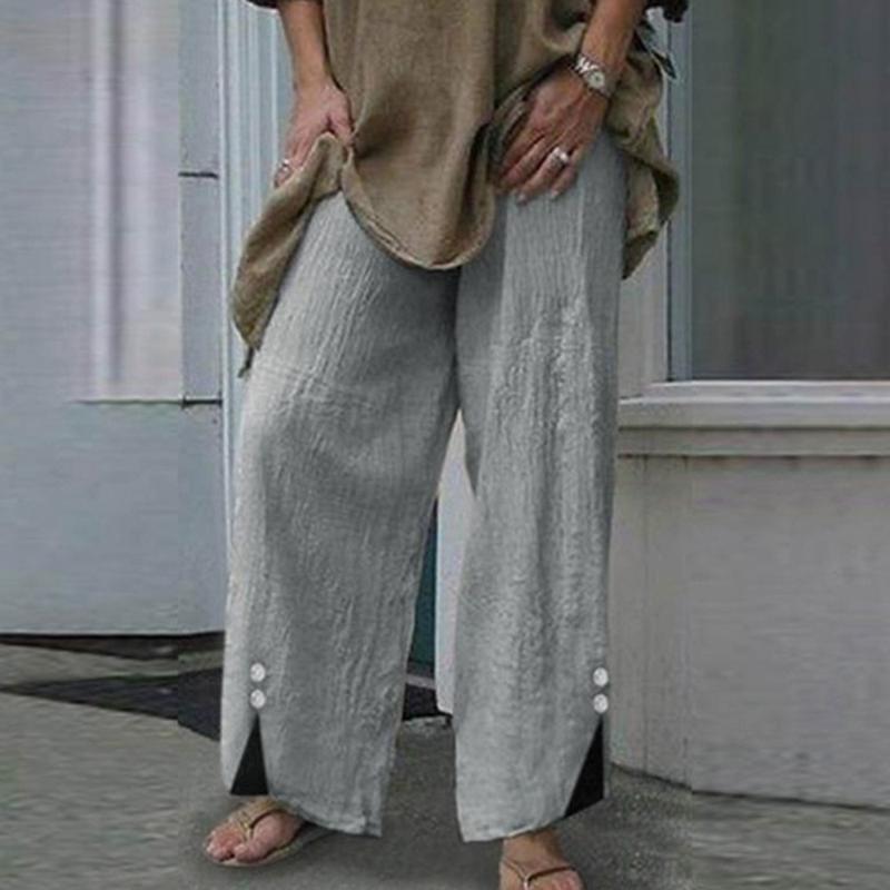 

Pants Women Wide Leg Pants Autumn Vintage Botton Pantalon Femme Long Trousers Plus Size Casual Work Streetwear S-5XL, Blue
