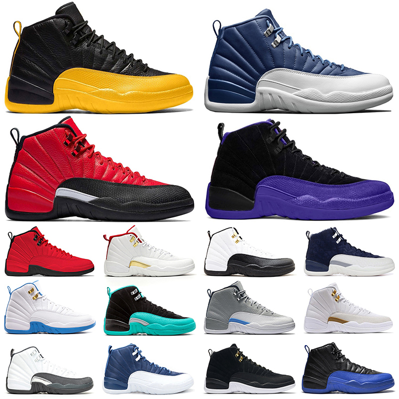 

fashion jumpman 12 University Gold 12s men basketball shoes Indigo Reverse Flu Game Dark Concord platform mens trainers sports sneakers 7-13, Reptile midnight-black